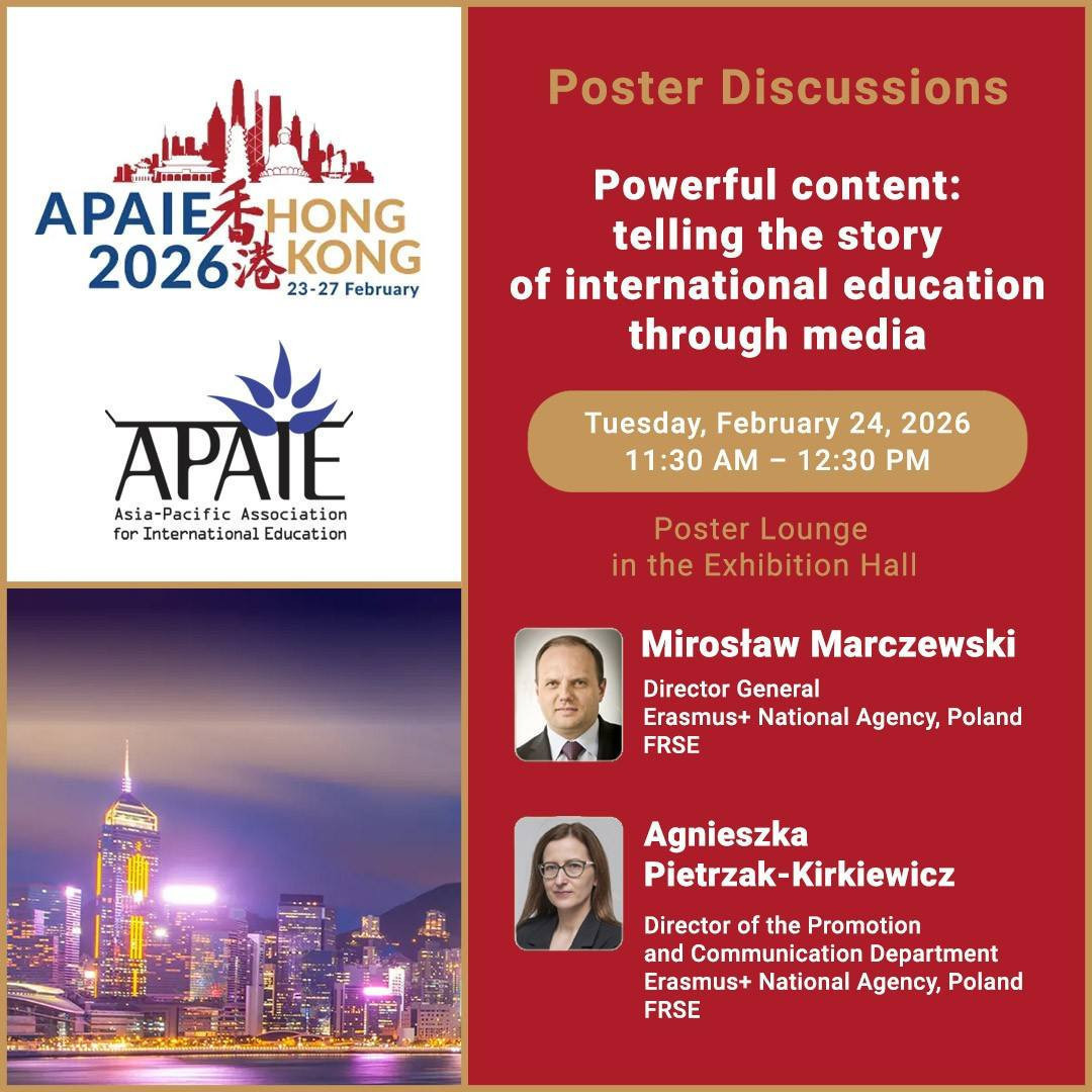 Zapowiedź sesji pod tytułem Powerful content: telling the story of international education through media, z prowadzącymi Mirosławem Marczewskim i Agnieszką Pietrzak-Kirkiewicz